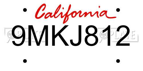 9MKJ812 California License Plate