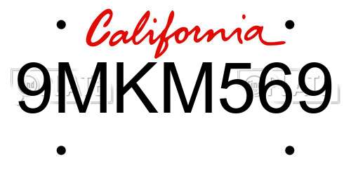 9MKM569 California License Plate
