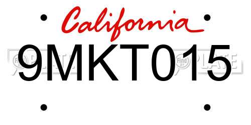 9MKT015 California License Plate