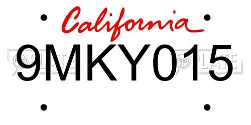 9MKY015 California License Plate