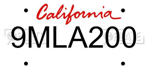 9MLA200 California License Plate