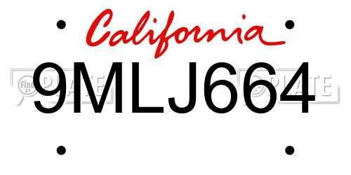 9MLJ664 California License Plate