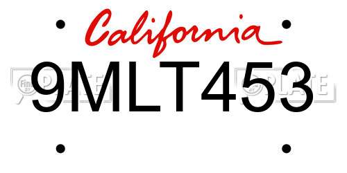 9MLT453 California License Plate