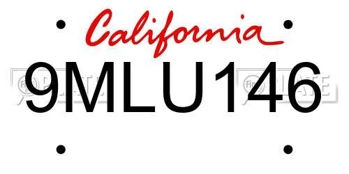 9MLU146 California License Plate