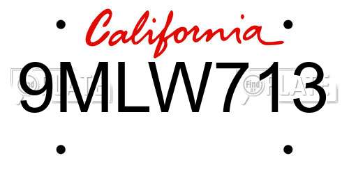 9MLW713 California License Plate