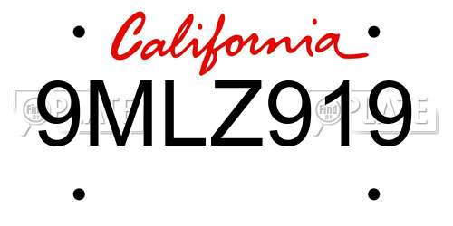 9MLZ919 California License Plate