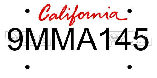 9MMA145 California License Plate