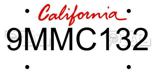 9MMC132 California License Plate