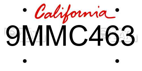 9MMC463 California License Plate