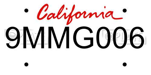 9MMG006 California License Plate