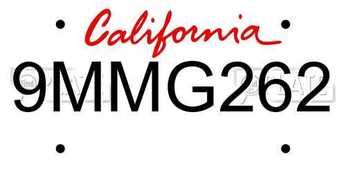 9MMG262 California License Plate