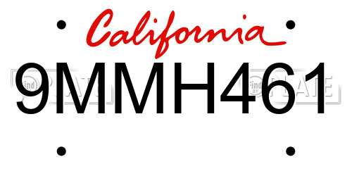 9MMH461 California License Plate