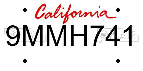 9MMH741 California License Plate