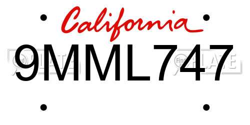 9MML747 California License Plate