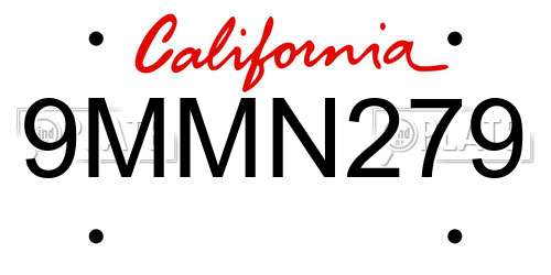 9MMN279 California License Plate