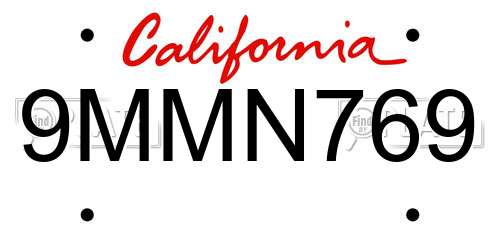 9MMN769 California License Plate