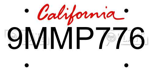 9MMP776 California License Plate