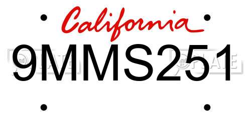 9MMS251 California License Plate