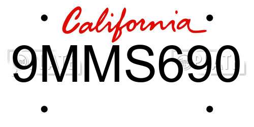 9MMS690 California License Plate
