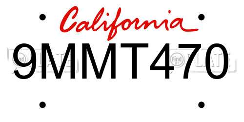 9MMT470 California License Plate