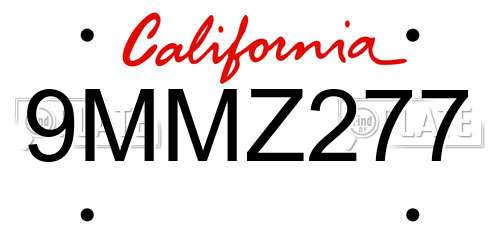 9MMZ277 California License Plate