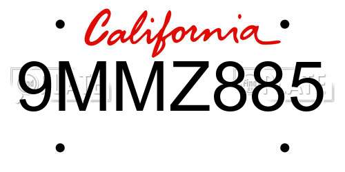 9MMZ885 California License Plate