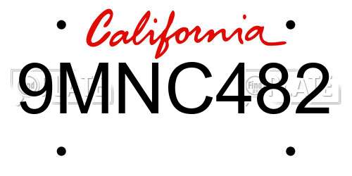 9MNC482 California License Plate
