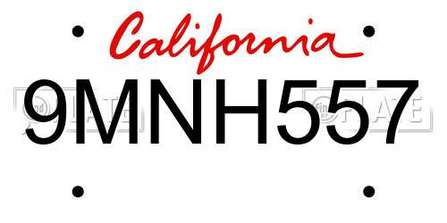 9MNH557 California License Plate