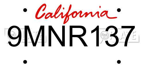 9MNR137 California License Plate