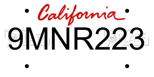 9MNR223 California License Plate