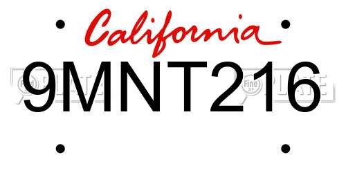 9MNT216 California License Plate