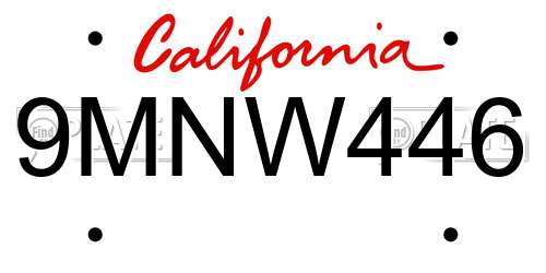 9MNW446 California License Plate