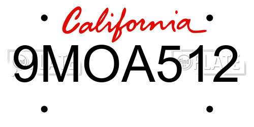 9MOA512 California License Plate