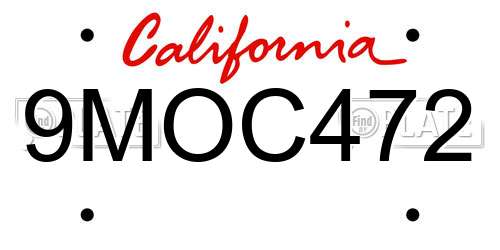 9MOC472 California License Plate