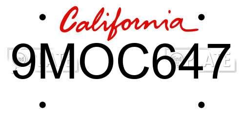 9MOC647 California License Plate