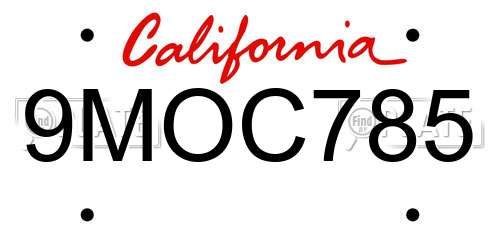 9MOC785 California License Plate
