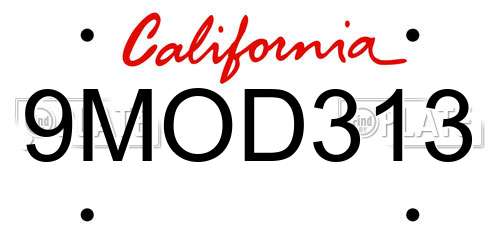 9MOD313 California License Plate