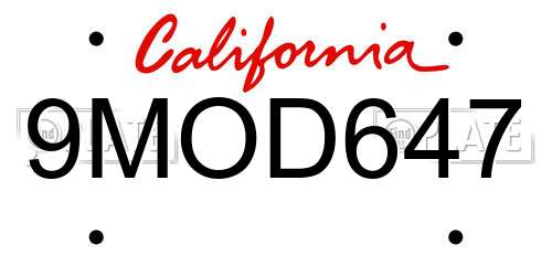 9MOD647 California License Plate