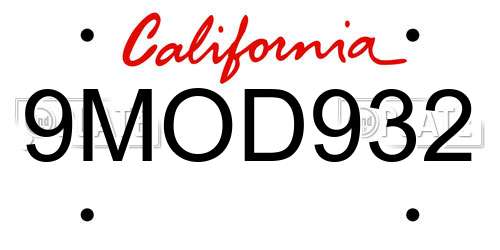 9MOD932 California License Plate