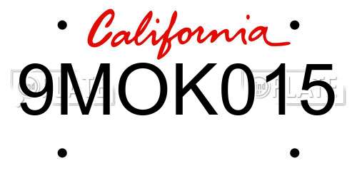 9MOK015 California License Plate