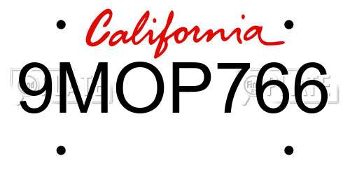 9MOP766 California License Plate