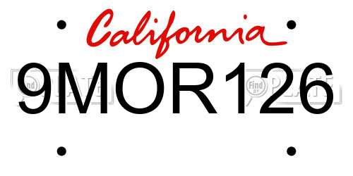 9MOR126 California License Plate