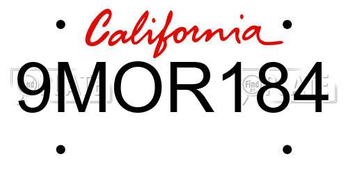 9MOR184 California License Plate