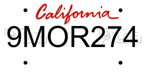 9MOR274 California License Plate