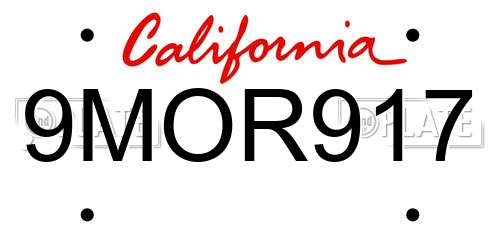 9MOR917 California License Plate