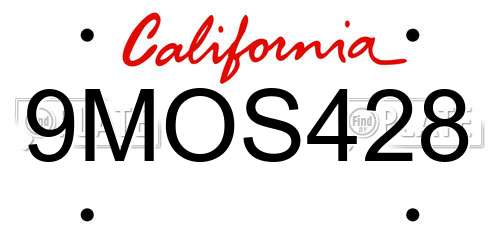 9MOS428 California License Plate