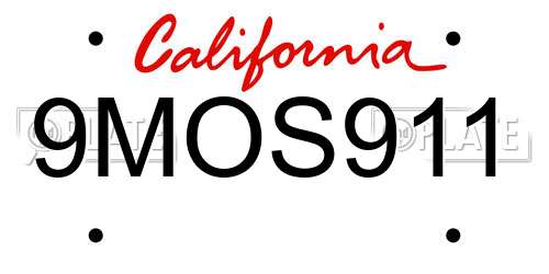 9MOS911 California License Plate