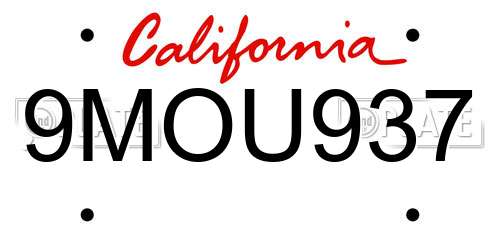 9MOU937 California License Plate