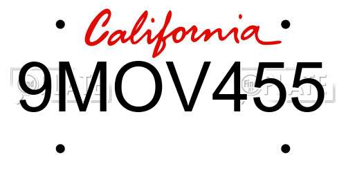 9MOV455 California License Plate