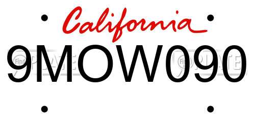 9MOW090 California License Plate